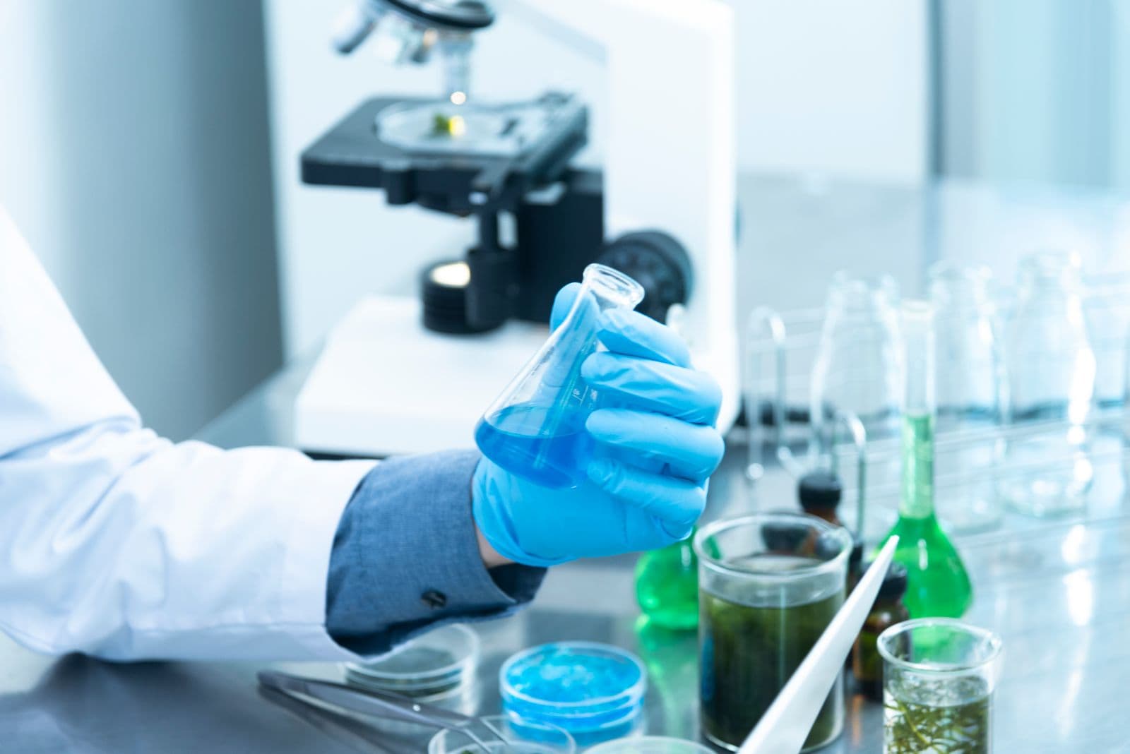 Scientists collaborating on antiviral research